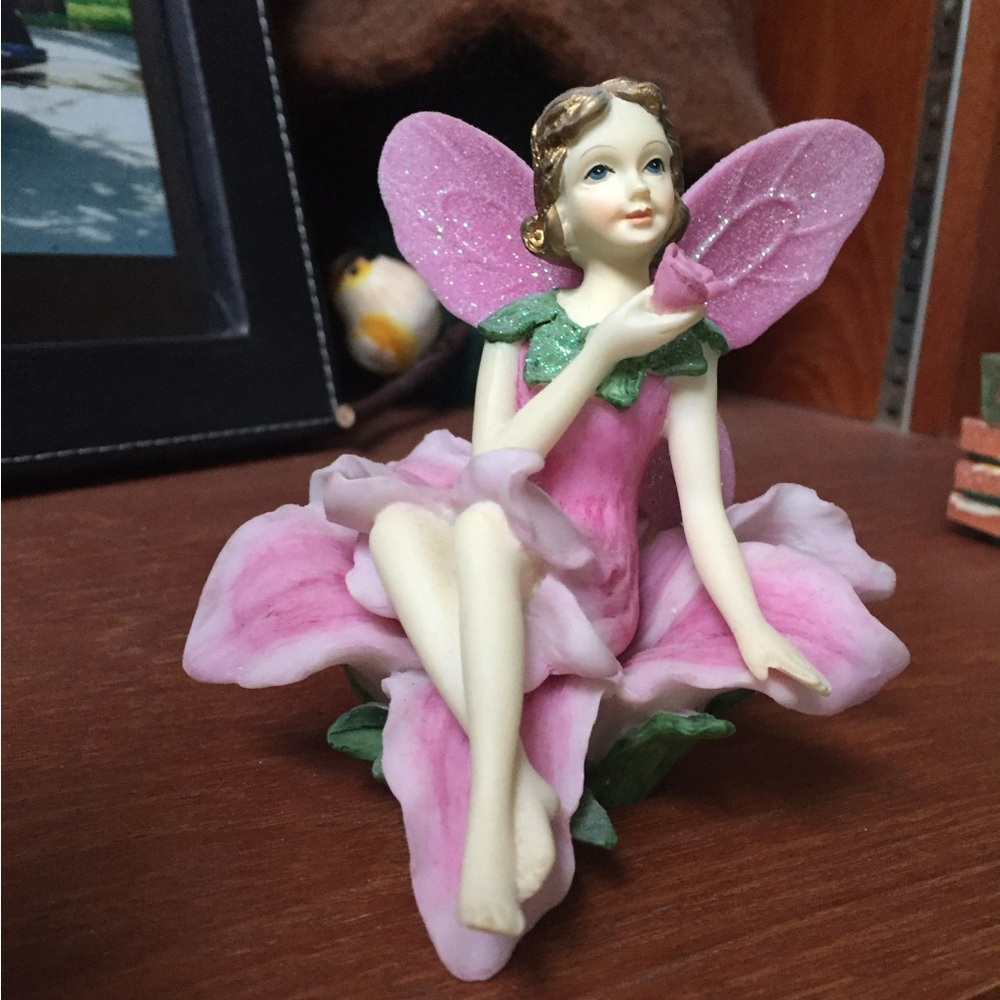 Pink Fairy Figurine with Glittery Wings